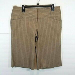 Maurices Gaucho Shorts Tan Pinstripe Stretch Dressy Career Casual Size 11/12